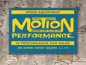 Baldwin Motion Performance Super Car Club 2'x3 Garage Shop Banner Blue