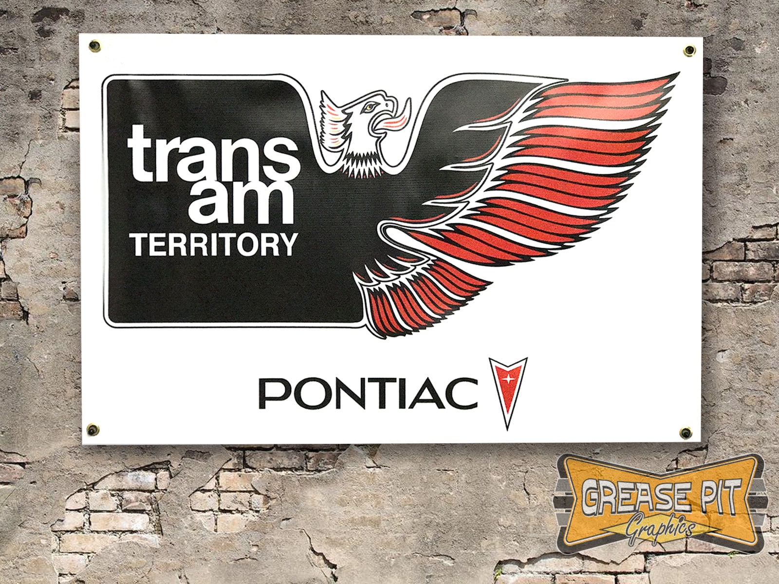 Pontiac Firebird Trans Am Territory 2x3 Garage Shop Banner White