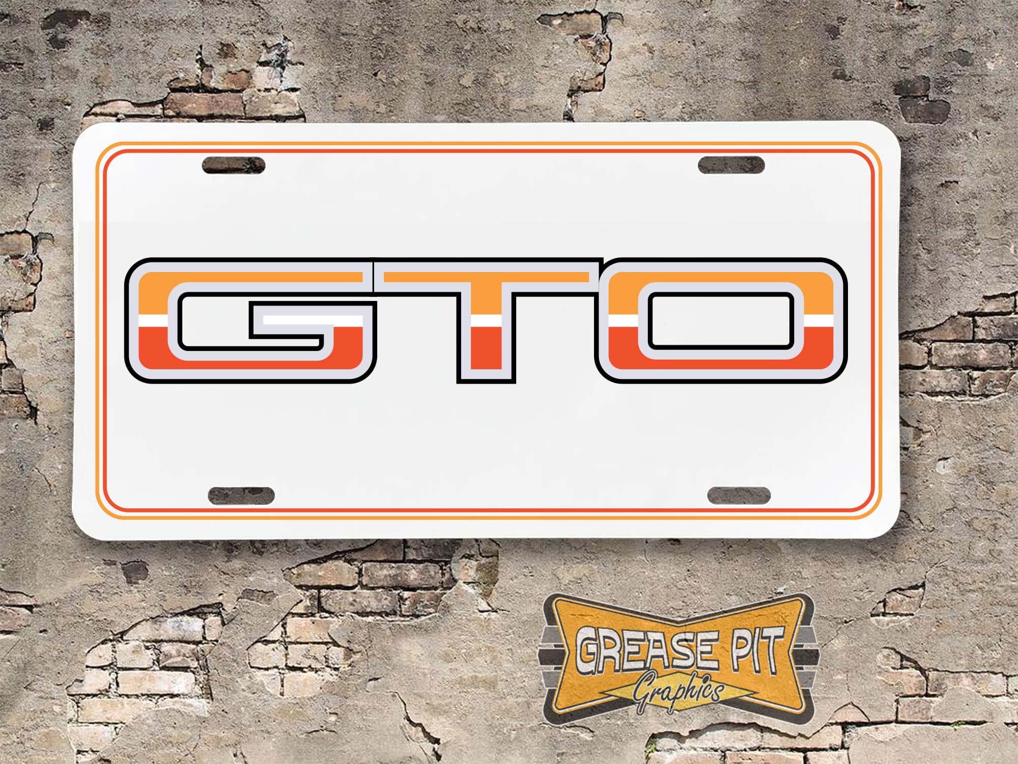 1974 Pontiac GTO License Plate Orange