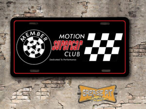 Motion Supercar Club Member Booster Aluminum License Plate Black