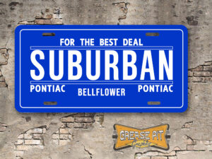 Suburban Pontiac Dealer Booster Aluminum License Plate Insert Bellflower