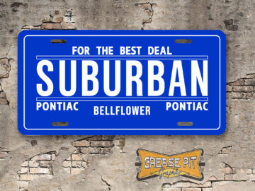 Suburban Pontiac Dealer Booster Aluminum License Plate Insert Bellflower