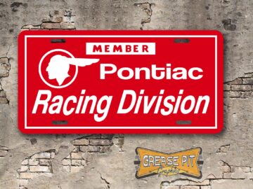 Member Pontiac Racing Division Booster License Plate Insert Red