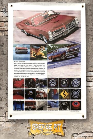 1966 Pontiac GTO Performance Brochure Garage Shop Banner